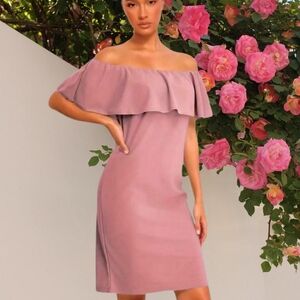 Elegant Off-Shoulder Pink Dress